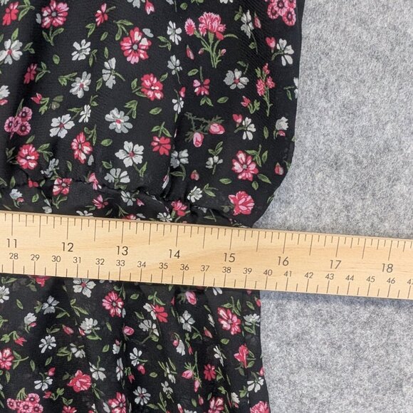 Black floral sleeveless top shirt blouse flowy draped lightweight boho - Large - Picture 6 of 10